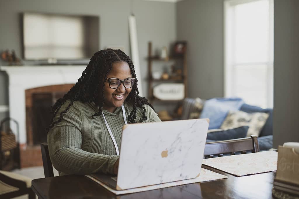 Student on laptop studying